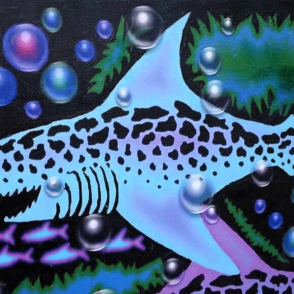 Sharks Bubbles Digital Mixed Media on Canvas Wrap - Picture 8 of 13